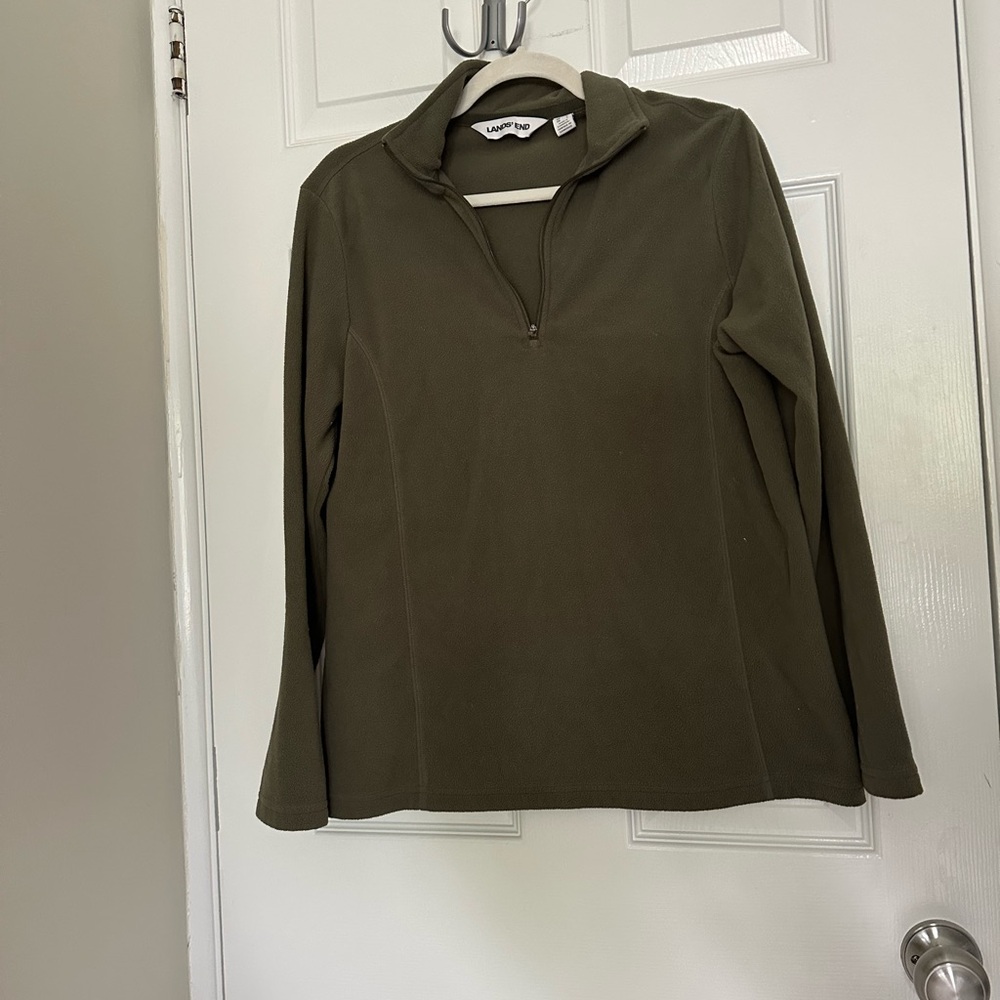 Lands' End Olive Green Half-Zip Pullover